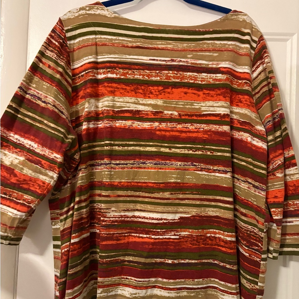 Ruby Rd. Multicolor Striped Long Sleeve Top - Picture 6 of 7